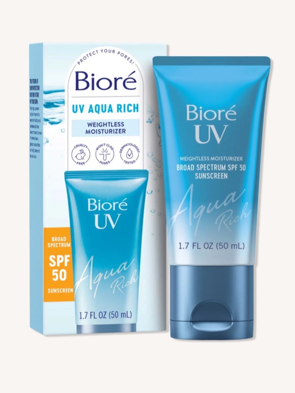 UV Aqua Rich Daily Hydrating Facial Moisturizer SPF 50 NWT 1.7 FL OZ